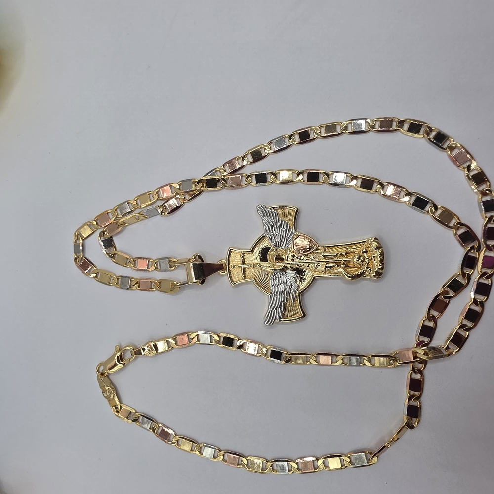Gold and Silver Cross Pendant Necklace